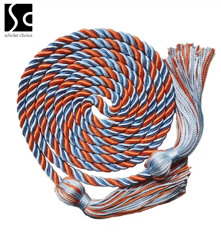 Royal Blue/orange Bicolor Two-color  Graduation Cords With Graduation Tassels Graduation Honor Cords