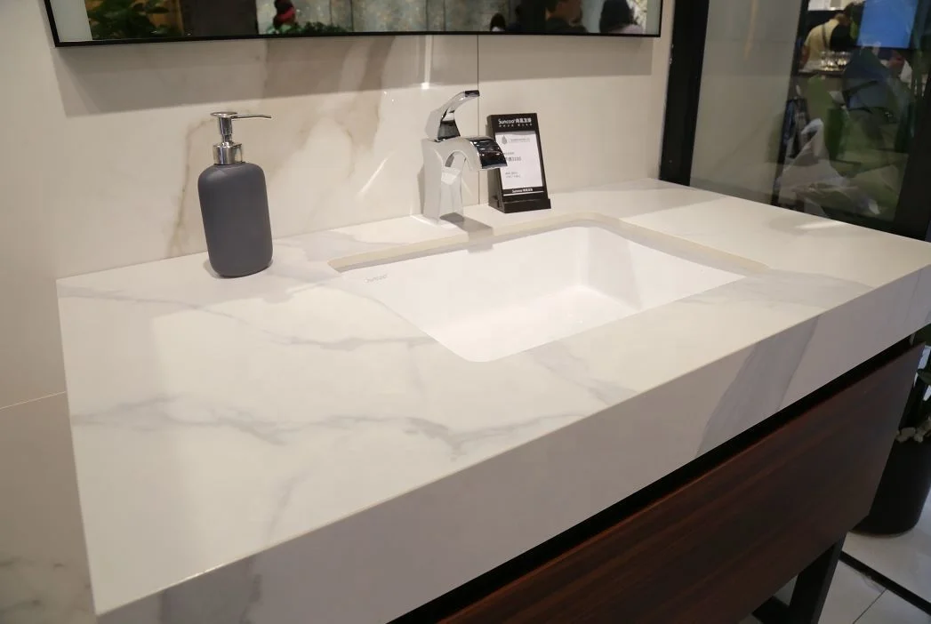 BOTON STONE Artificial Calacatta Porcelain Basin Modern Bathroom Furniture Wash Basin Sink Wall Hung Basin