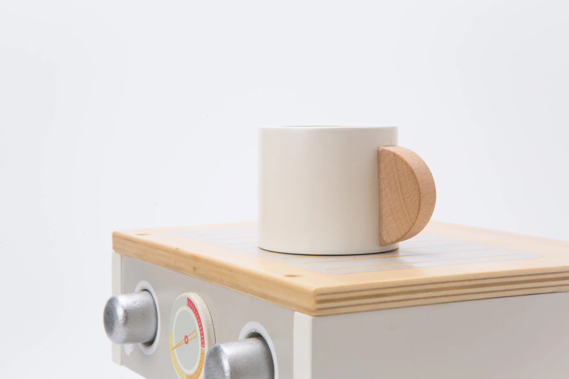 WOODDYTOYS Coffee Maker Espresso Play set Wooden Premium Play Kitchen Set Toy with Accessories Pastel Color