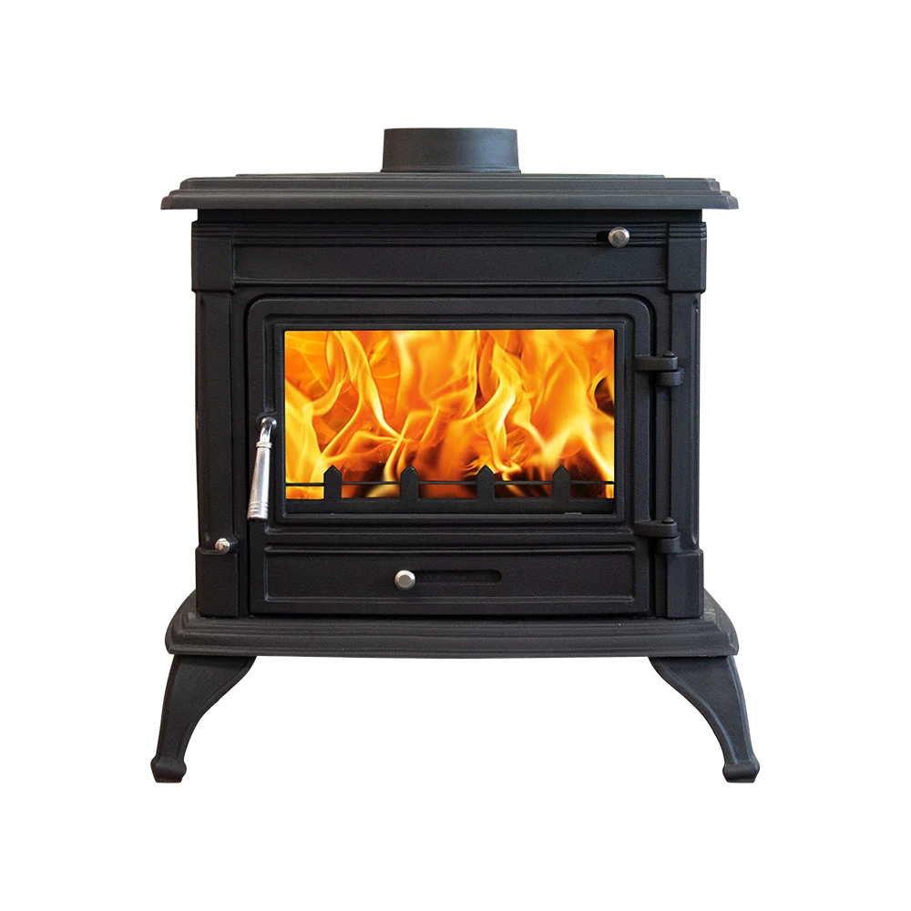 Cast iron wood burning stove fireplace indoor smokeless