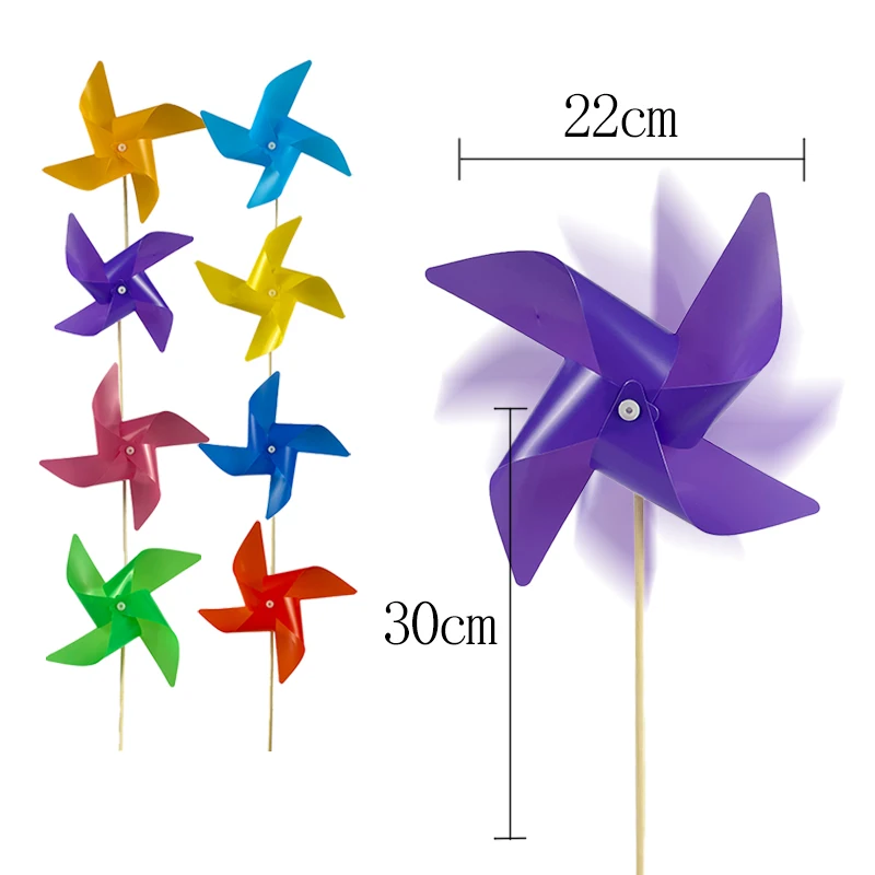High Quality  Solid Color Toy Windmill Plastic Garden Pinwheel