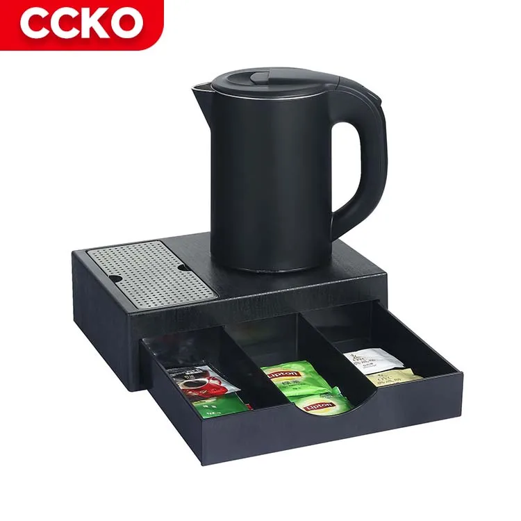 0.8L Black Hotel Household Kitchen Appliances High Quality 0.8L Portable Coffee Tea Water Kettle Electric Kettle With Tray Set