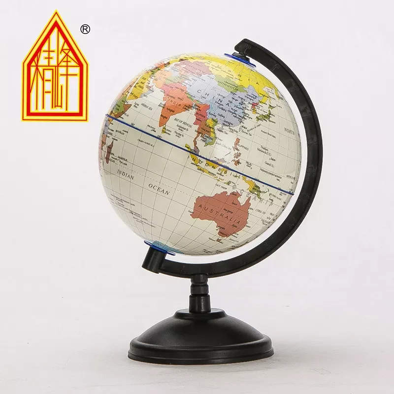 Low MOQ custom white geography globe toy with black metal stand