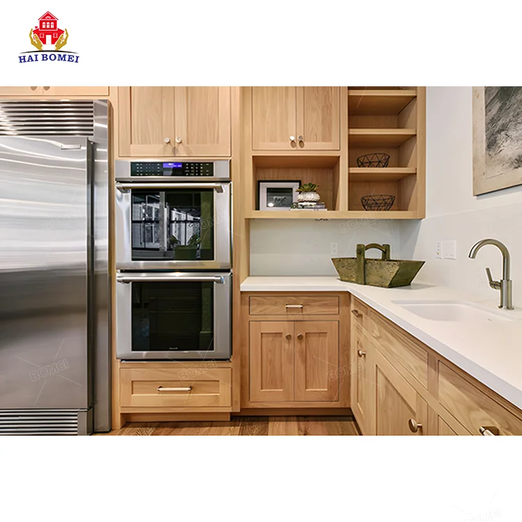 American european shaker Style White Oak Solid Wood Inset set supplier plywood furniture design modern Kitchen Cabinet