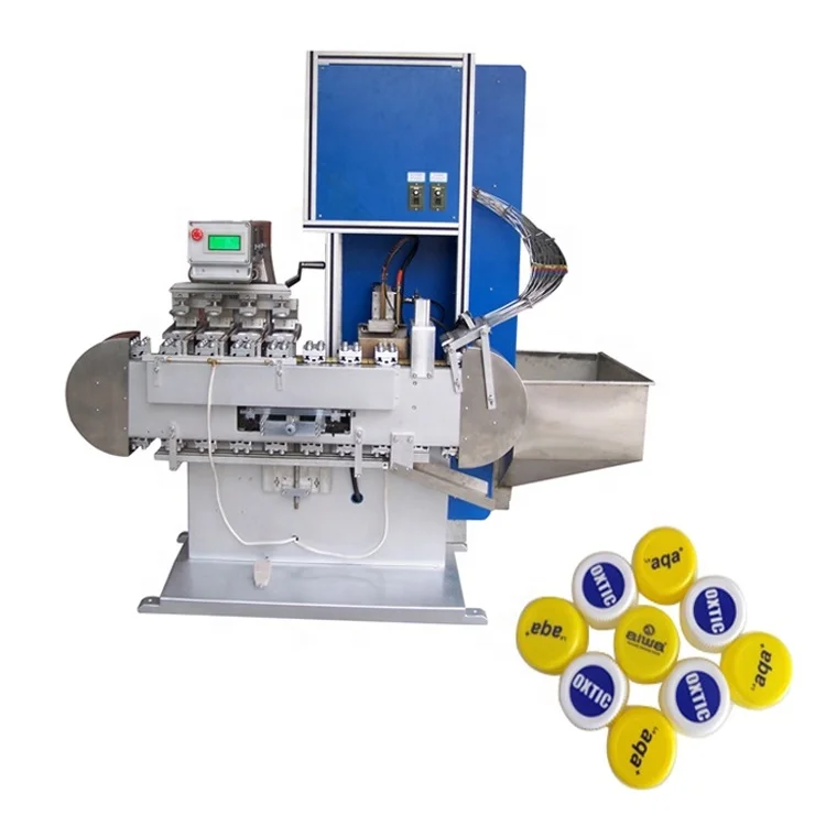 Automatic tampon 4 color PP PE plastic bottle caps pad printers printing machine