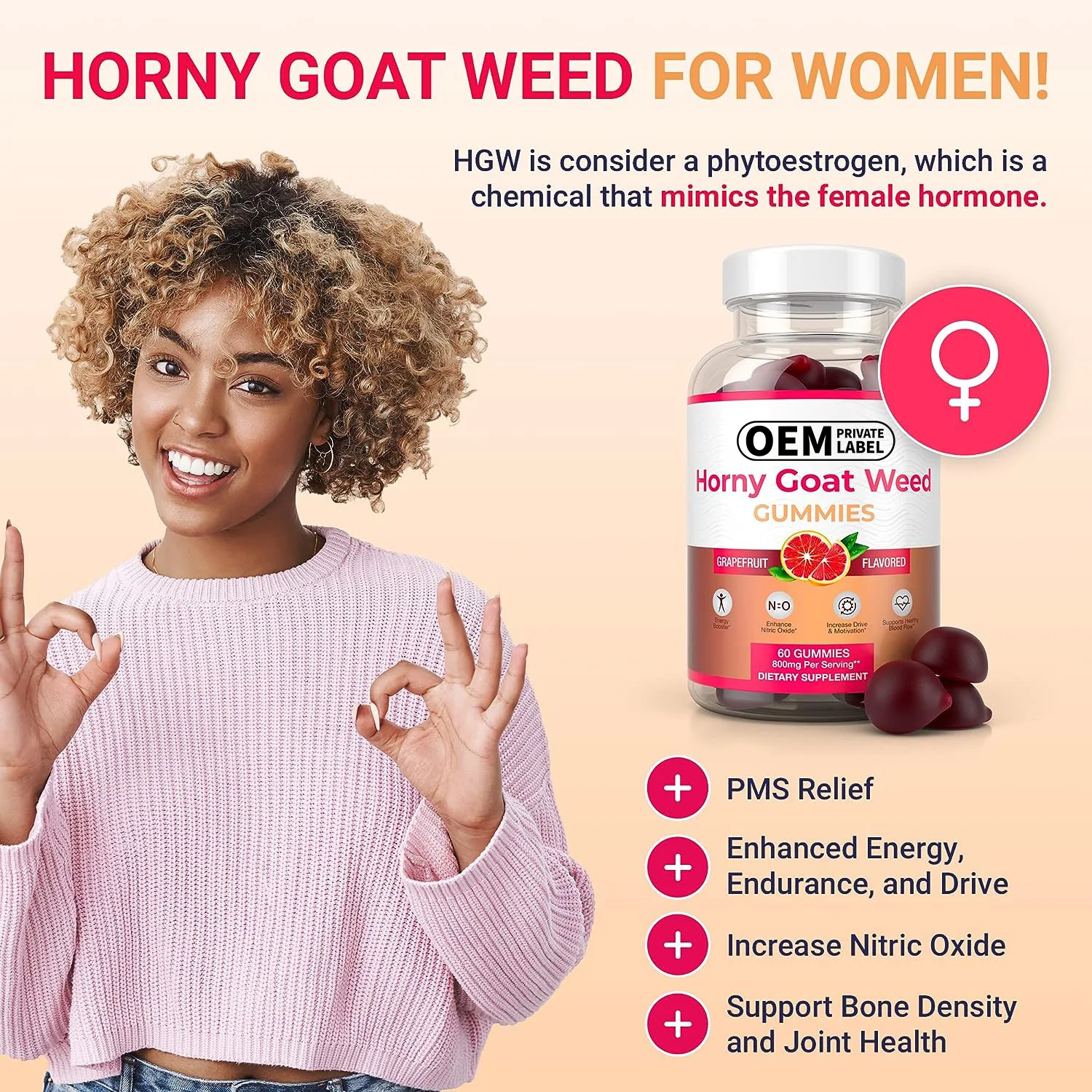 Potent Horny Goat Weed Extract Vegan Gummies Max Potency Chews 800mg for Performance and Stamina Natural Grapefruit Flavor