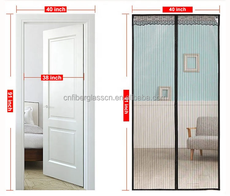 Magnetic Polyester Insect Screen Soft Mesh Door Anti Zanzara Window Anti Mosquito Door Plastic Curtain Net