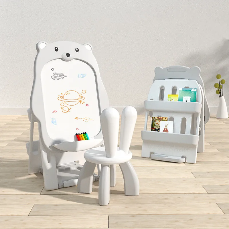 Kids Art Easel with Magnetic Chalkboard & White Board Adjustable Standing Painting Drawing Board for Toddler Education Gift