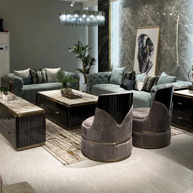 Modern luxury wooden frame upholstery velvet fabric 3 2 1 sectional sofa set for living room furniture