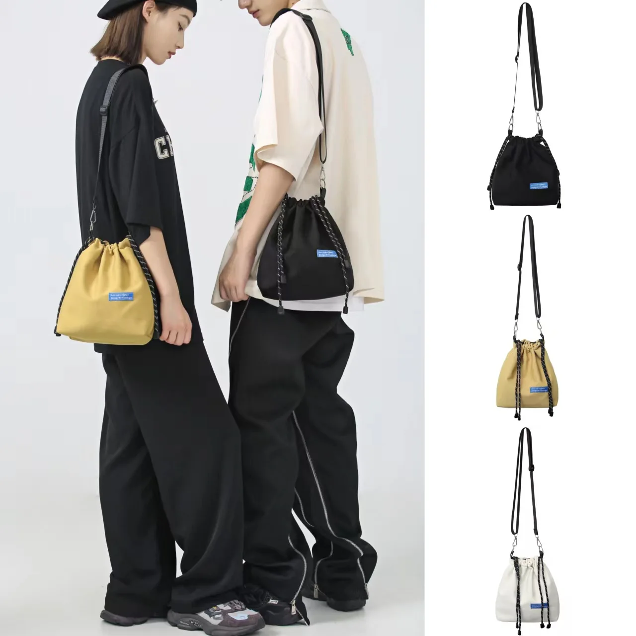 New  lady one shoulder aslant ins tide draw string bag men and women bucket bag lovers package