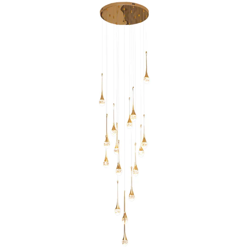 Modern staircase lighting LED pendant lamp raindrop bubble crystal ball chandelier for hotel and home