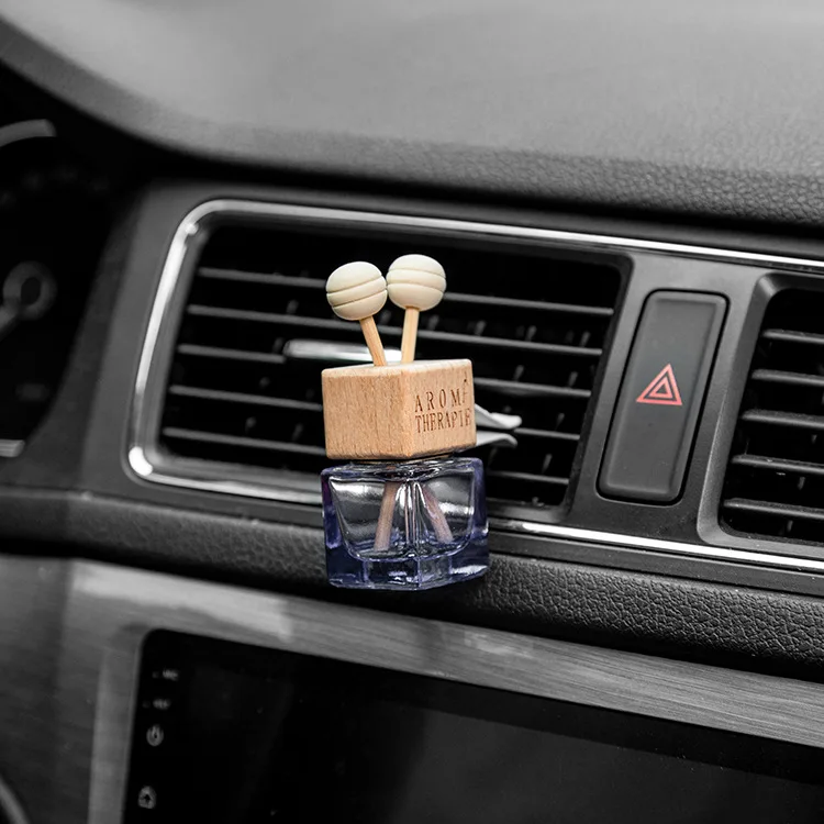 Factory Price 6ml Cosmetic Glass Bottle Car for Reed Diffuser Empty with Screw Cap Square Tinted Car Air Vent Clip AC Outlet Sea