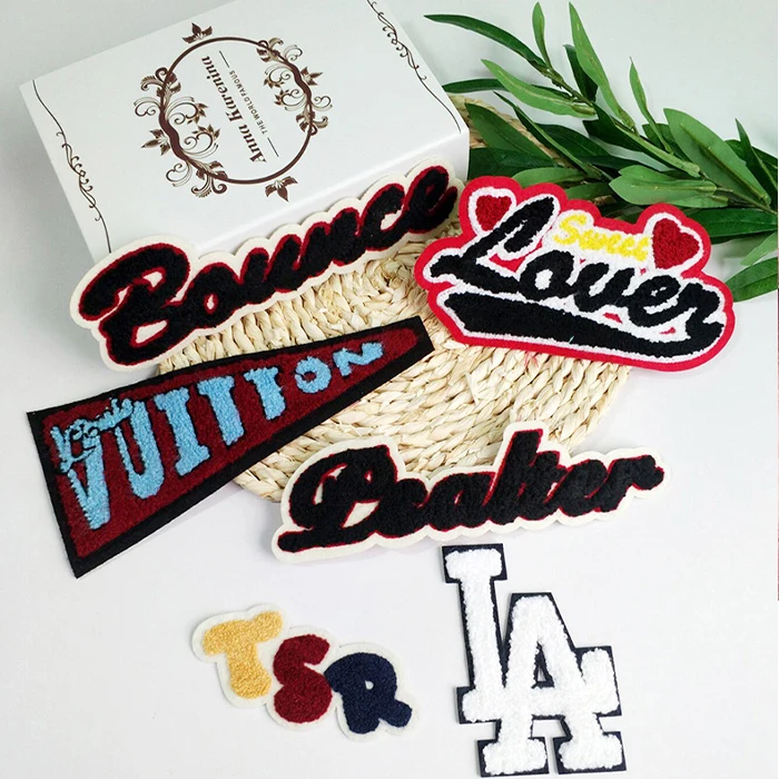 sew on embroidered badges number english alphabet letter chenille patches