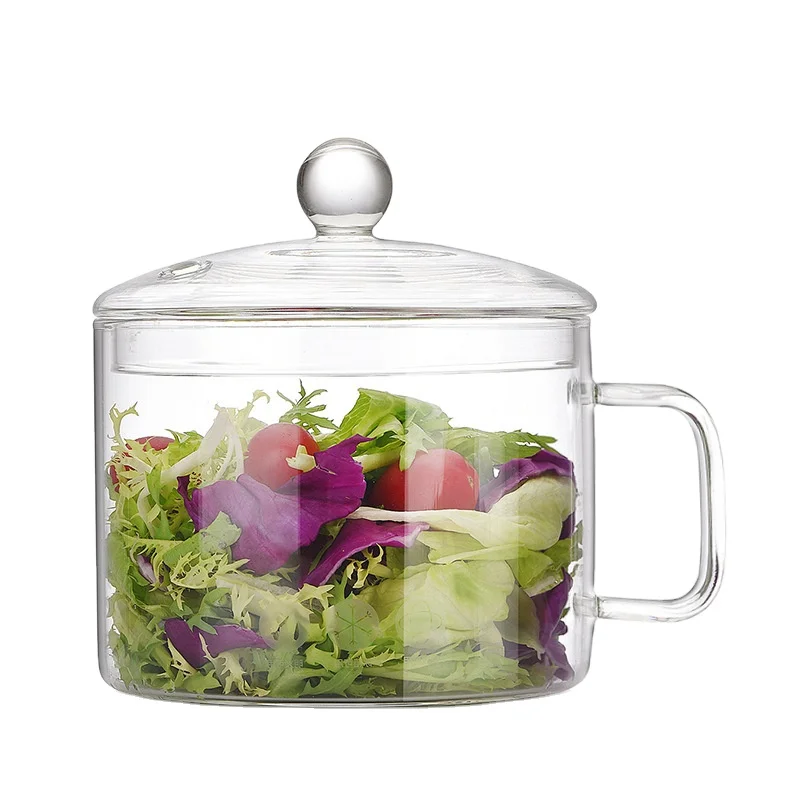 Wholesale 1.3L household transparent salad bowl glass instant noodles bowl high borosilicate heat-resistant microwave bowl