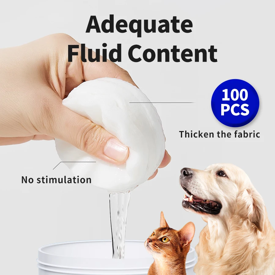 100 Pieces Pet Eye Wipes Eye Wash for Dogs and Cats Sterile Wipes for Remove Tear Stains Mild Moisturizing Hygienic Pet Wipes