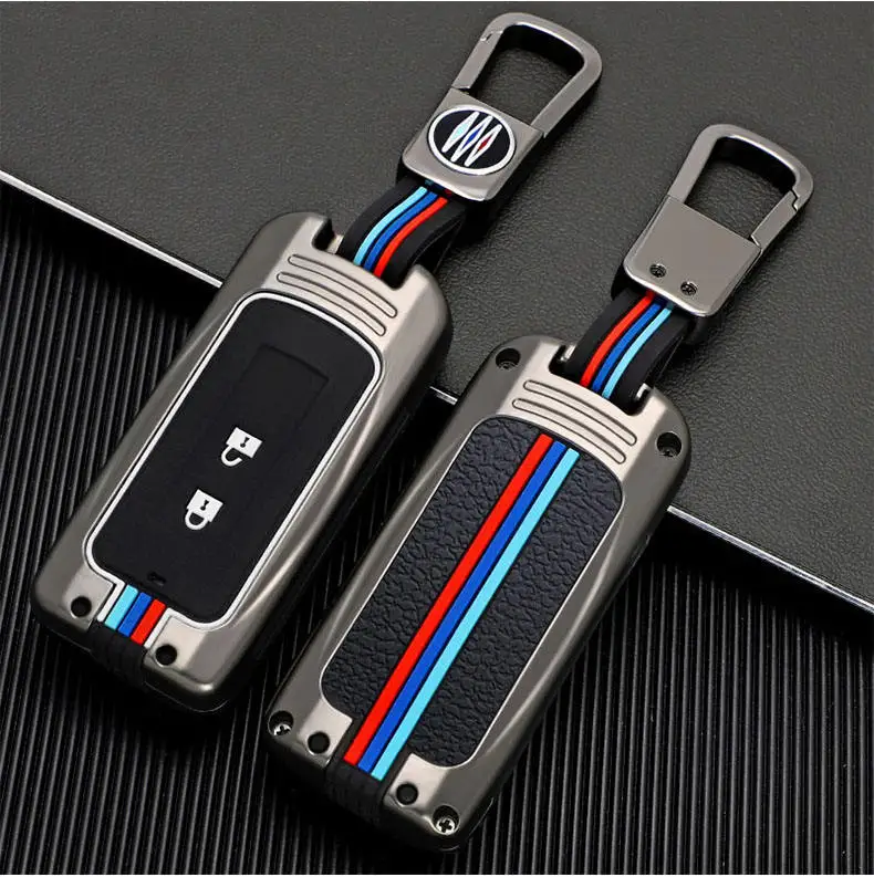 Zinc Alloy Car Key Cover Cases Shell fit for Mitsubishi Outlander Lancer with Fluorescent Tricolor Strip 3 Buttons
