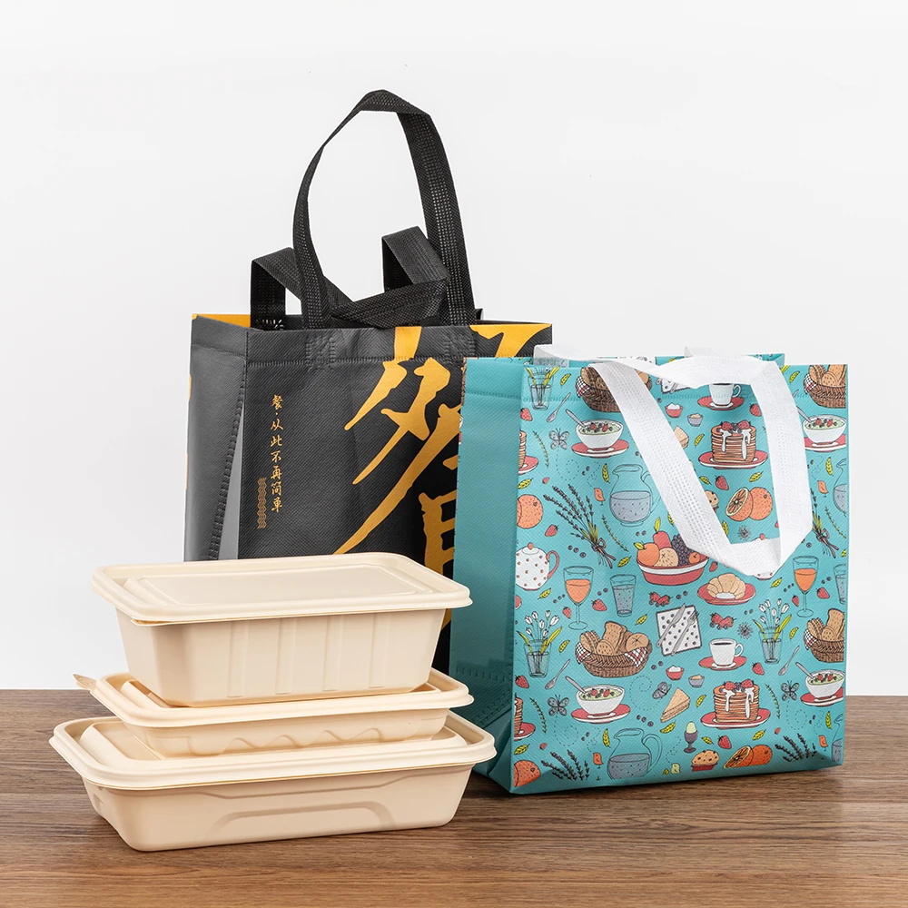 LOKYO Takeaway reusable portable foil laminated biodegradable heat retaining insulated lunch non-woven bag