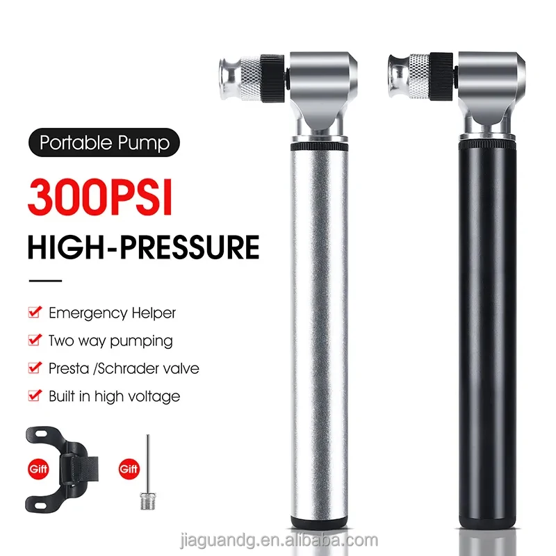 High Pressure 300psi Double-Action Mini Electric Bicycle Pump Portable with Schrader Presta Valve for Road Bikes