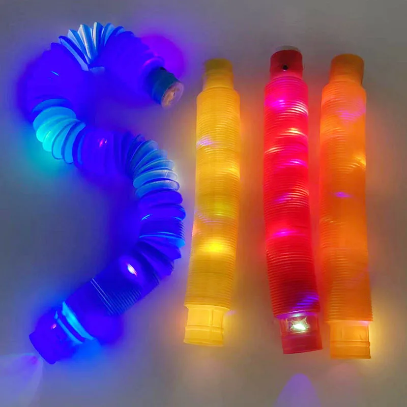 Funny Party Supplier Stress Relief Luminous Plastic Sound Fidget Pipe Tube Toy