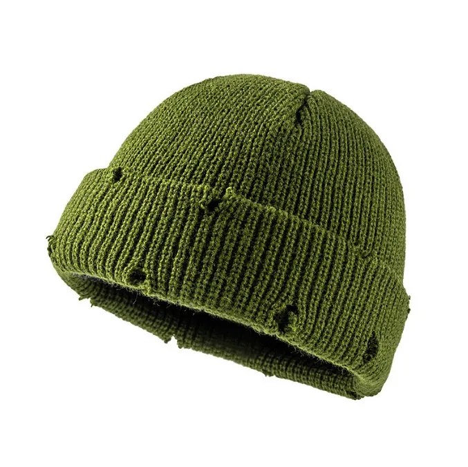 Short round top knitted hat melon skin hat wool hat custom
