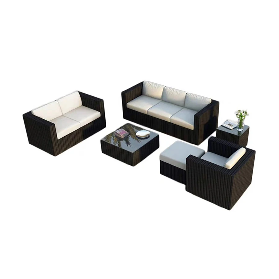 Unique Outdoor Natural Rattan And Bamboo Sofa For Home Bar Application Four Seater Patio Set