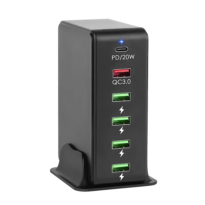 65W Multi-Port 5 USB US EU UK Plug Portable Charger Desktop Hub Charging Station Power Adapter
