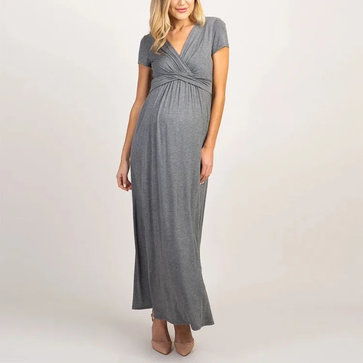 
Wrap Bresfeeding Long Maxi Nursing Maternity Dress Maternity Clothing Dresses 