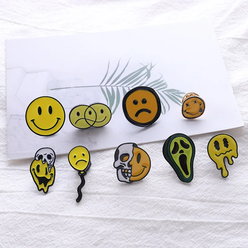 Cartoon smiley series brooch Personality bone naughty shape brooch badge mini smiley smile face brooch broach