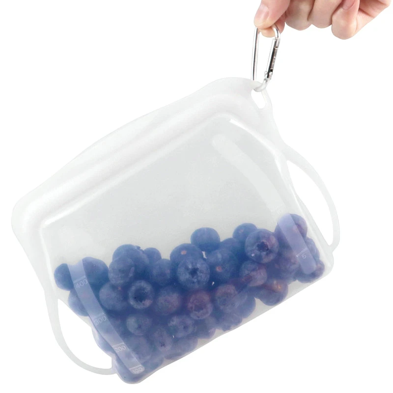 Eco Friendly Vegetable Fresh-keeping Bag 500ml 1000ml Leakproof Silicone Reusable Stand Up Food Storage Sealable Bags Zipper Bag