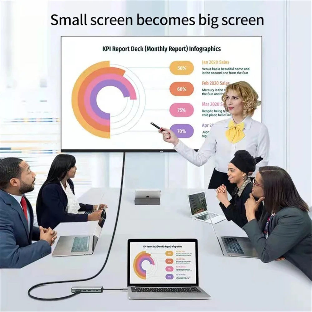 6 in1 USB Type C Hub Adapter with 4K HDMI Multiport Card Reader USB3.0 TF PD SD Reader All In One For PC Computer Accessories