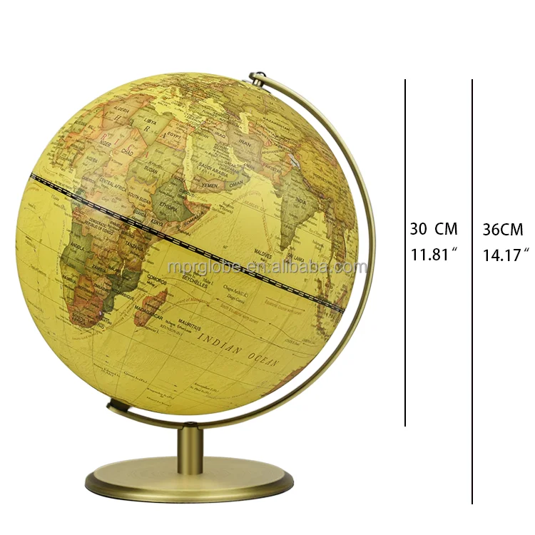 Old Map Desk Globe Metal Stand Design 30cm Globe Polished Finishing Vintage World Globe