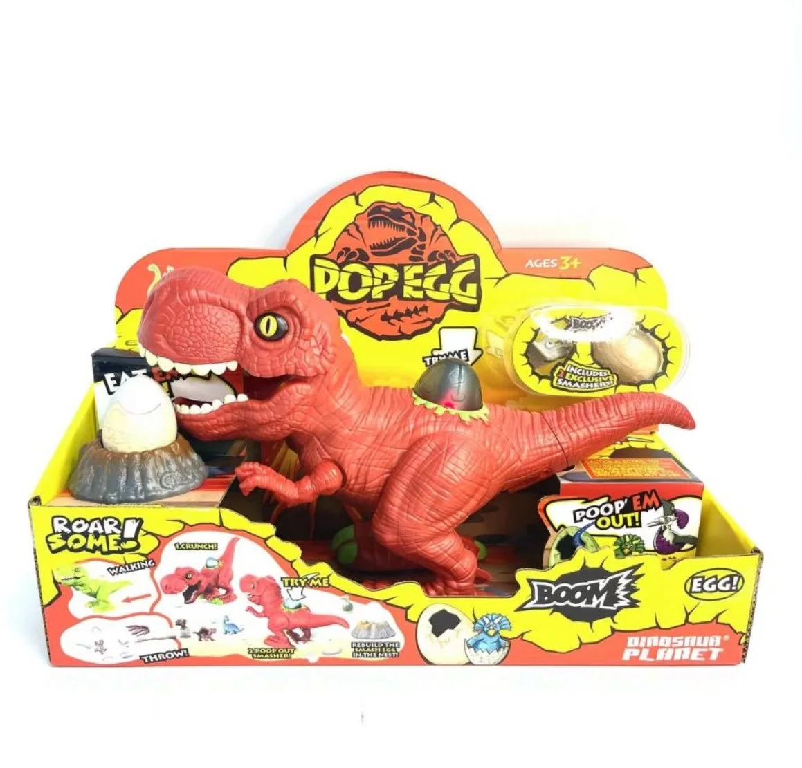 Электронный ходячий динозавр T-Rex Huiye с несущими яйцами Реалистичная игрушка тираннозавр для мальчиков и детей старше