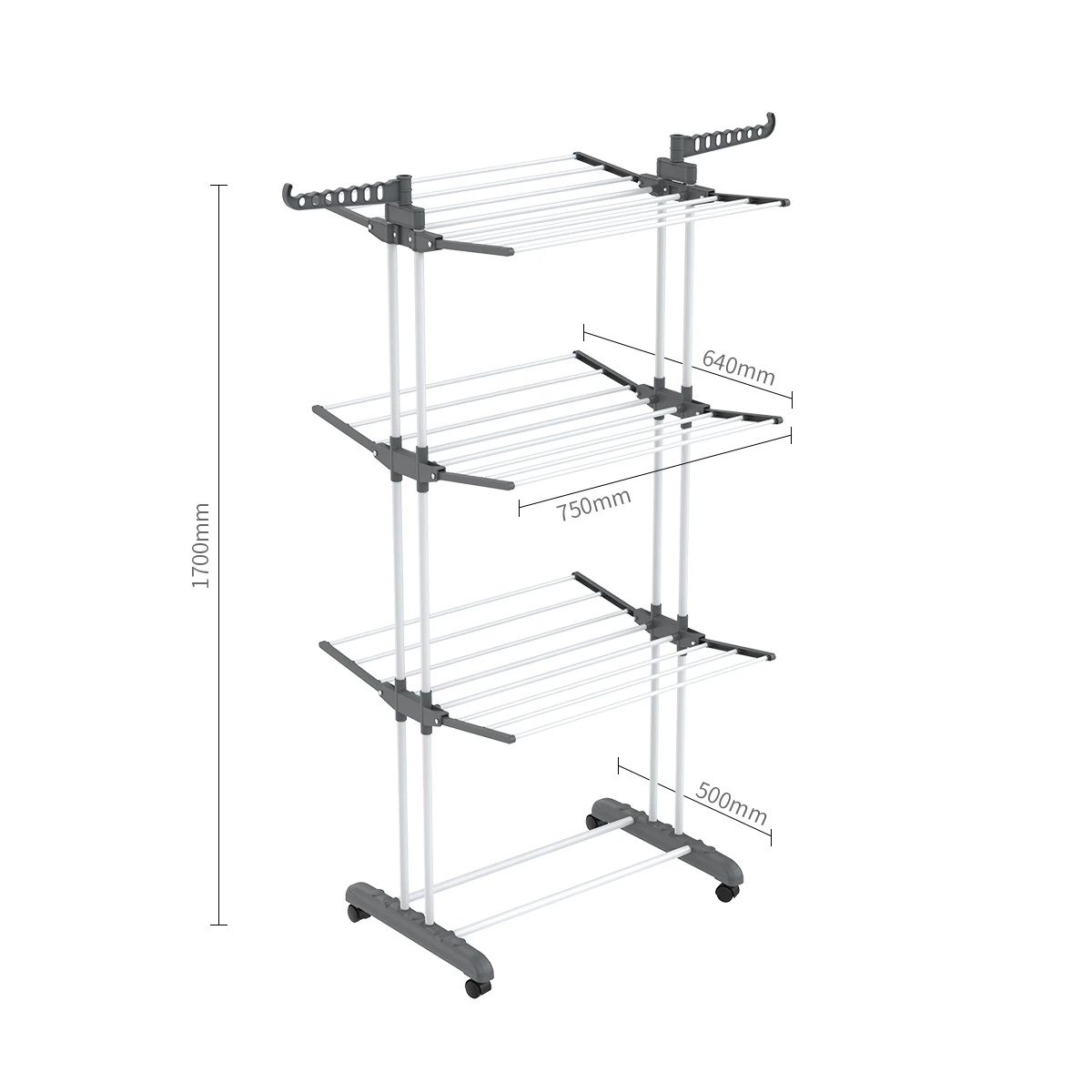3 Tier Retractable Cloth Dryer Rack Airer Clothe Dryer Metal Clothes Laundry Tower Rack With Wheels Tendero De Ropa Plegable