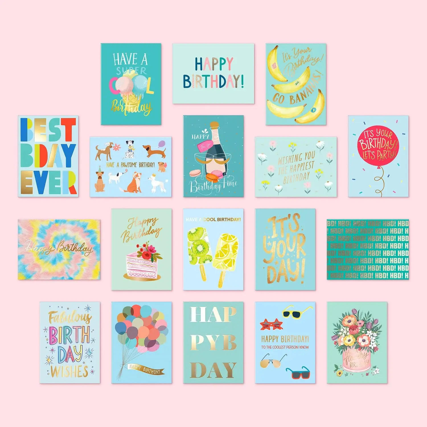 Custom Happy Birthday Bulk Greeting Cards with Colorful Envelopes and Stickers For Men Women Kids