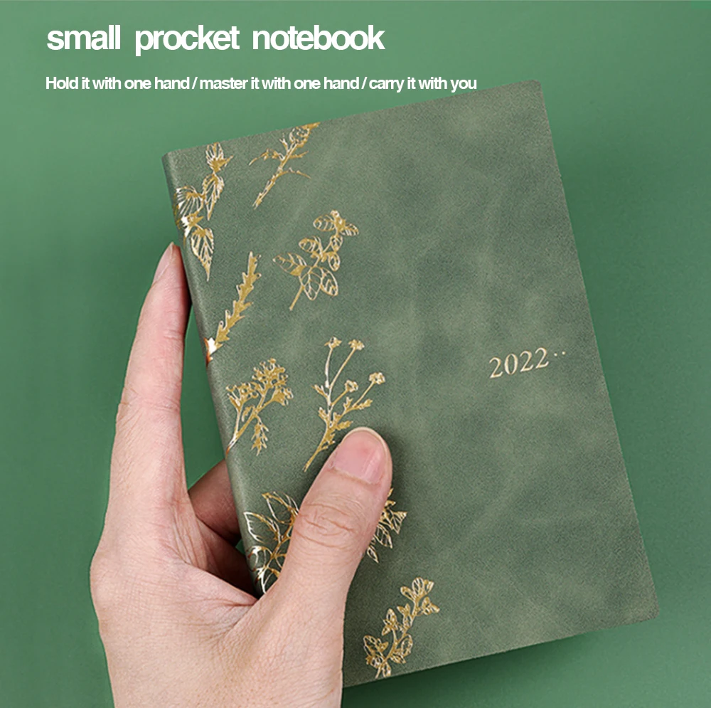 2022 Environmental Friendly Discolored Pu Leather Hand Account Book Monthly Plan A7 Agenda Book Portable Pocket Notepad