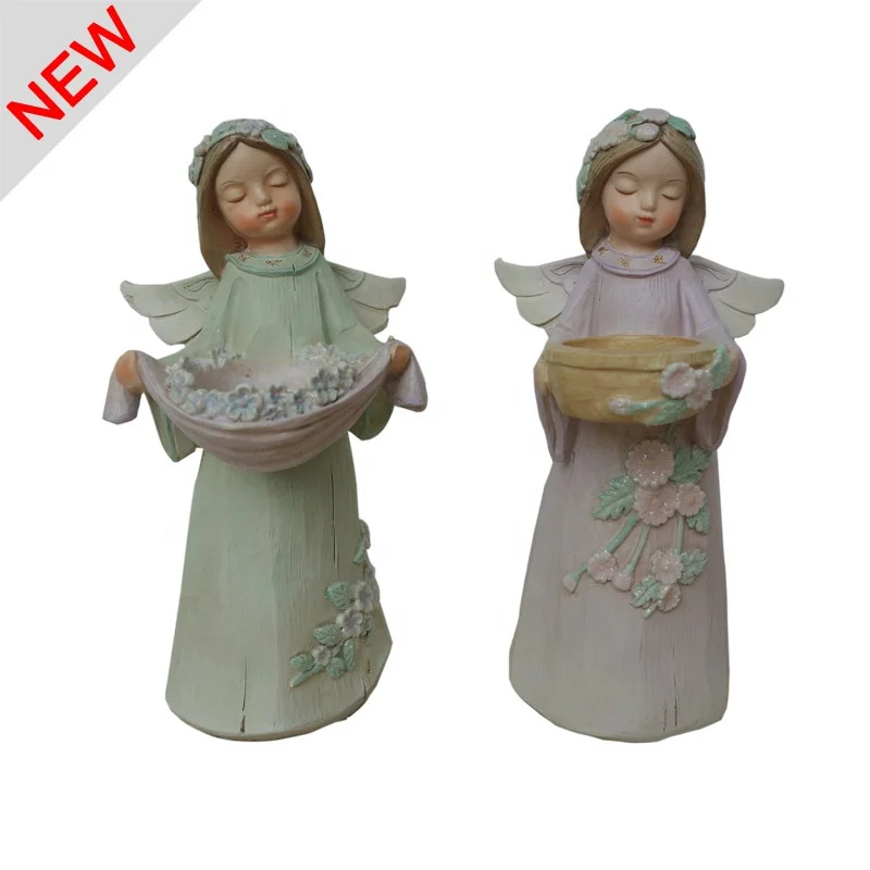 
Landy Set of 2 Mini Angels Candle Holder For Craft, Resin Tabletop Figurine 