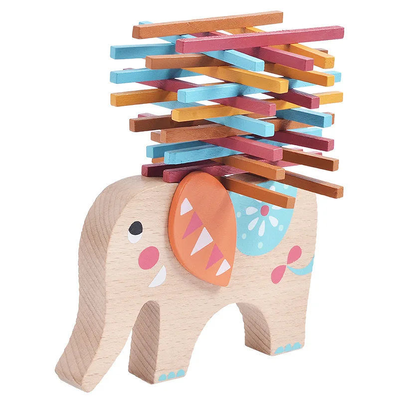 Wooden Portable Elephant Stick Games Colorful Elephant Balance Game For Entertainment