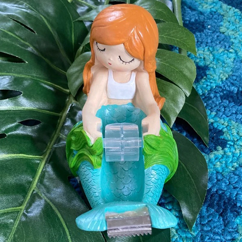 Настольный Режущий инструмент из смолы ручной работы для офиса и школы, милый резак для Русалочки, настольный держатель для ленты, диспенсер