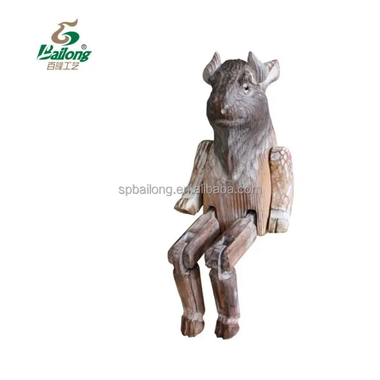 Handmade carved wood animal shape table top antique home decor wild life toy animal figure