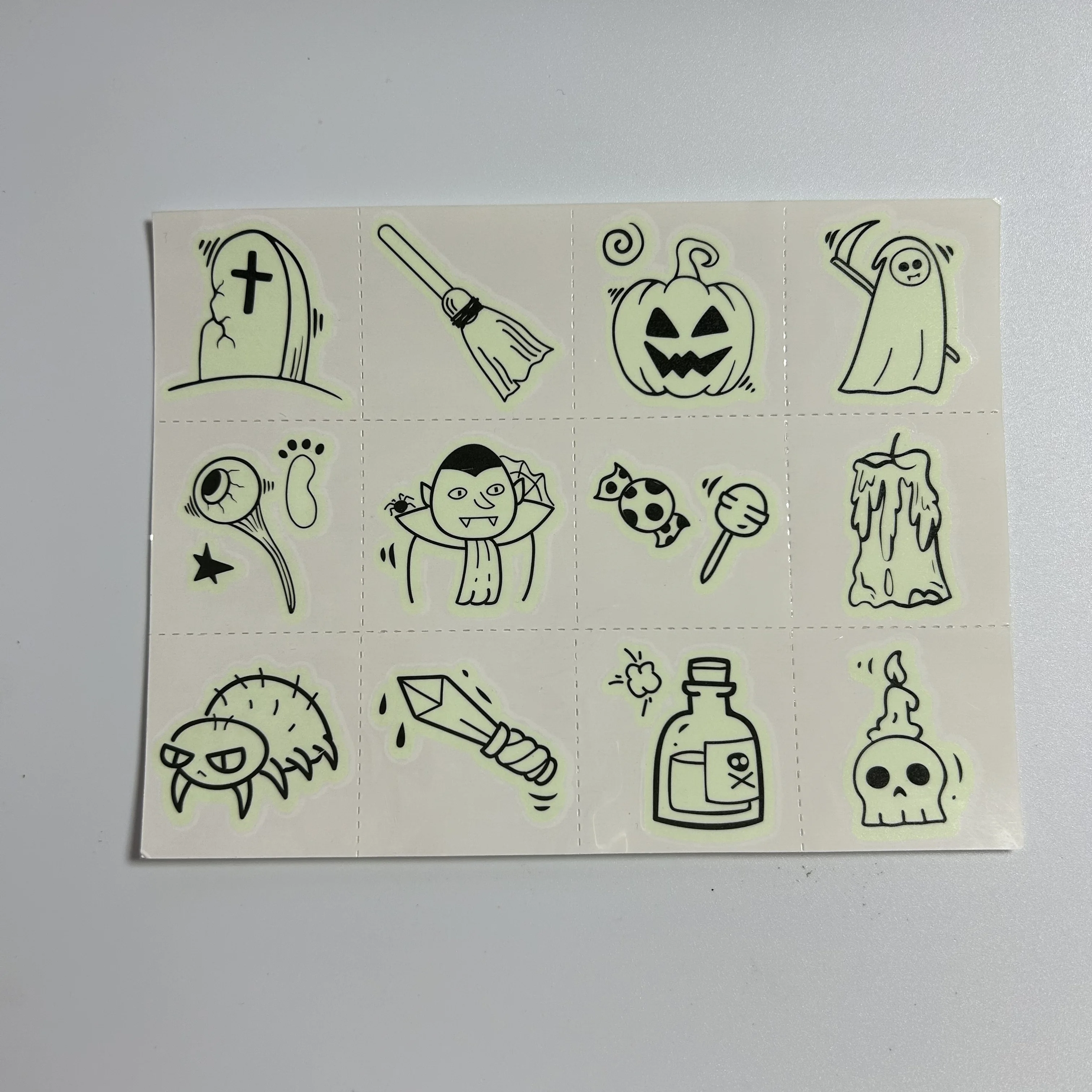 Custom design non-toxic glow in the dark tattoo sticker for kids waterproof Hot sale Halloween sets temporary tattoo stickers