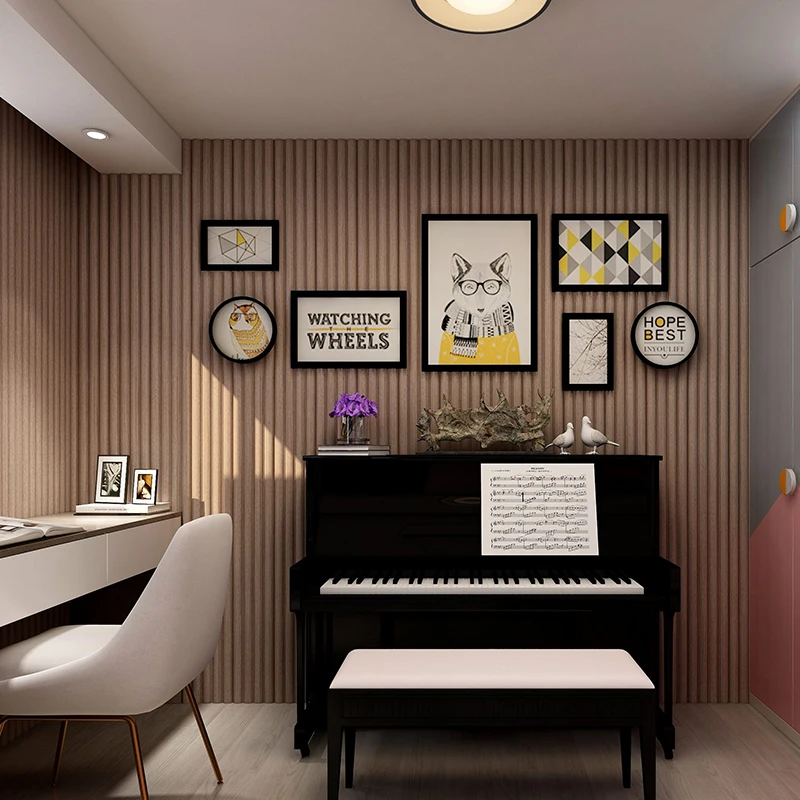 Interior Interlock Seamless Hollow Wpc Wood Sculptured Round Curving Crooked Pillar Post Coating 3d Slat Fluted Wall Art Panel