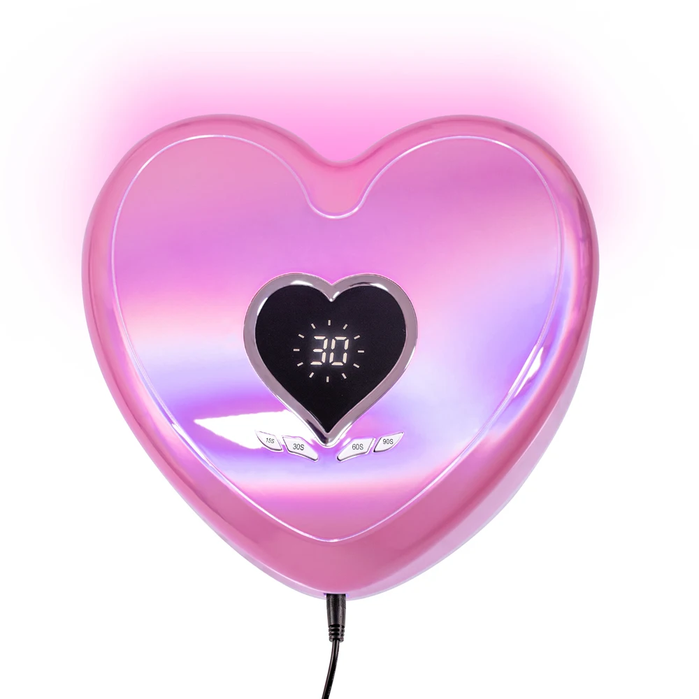 White heart shape 96W Hybrid Pro Cure UV-LED Nail Lamp Dual red light gel polish machine with custom logo