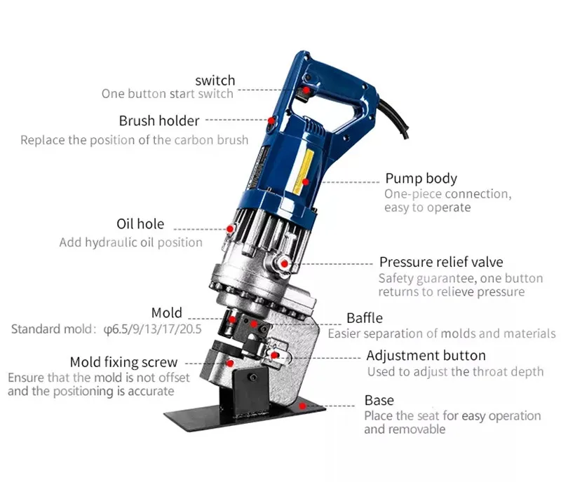 MHP-20 20mm portable hydraulic punching machine Steel hole punch