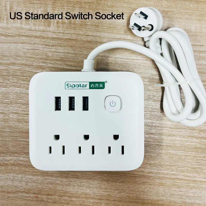 Hot sale USA power strip 3 AC outlet electrical extension board with 3 usb  output socket