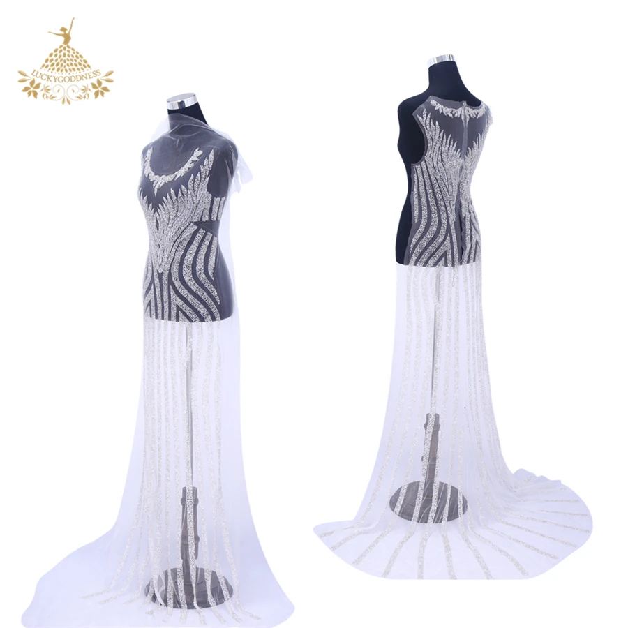 Newest full body beaded applique bridal crystal rhinestone applique for wedding dresses DRA-448