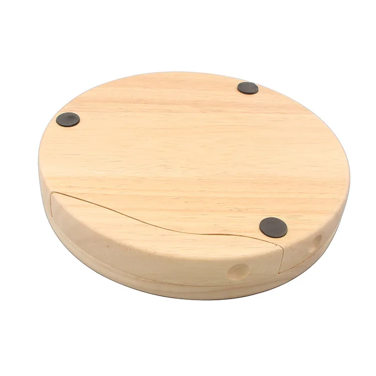Factory direct sale rotatable wooden cutting board for cheese server set with 3 pieces tools