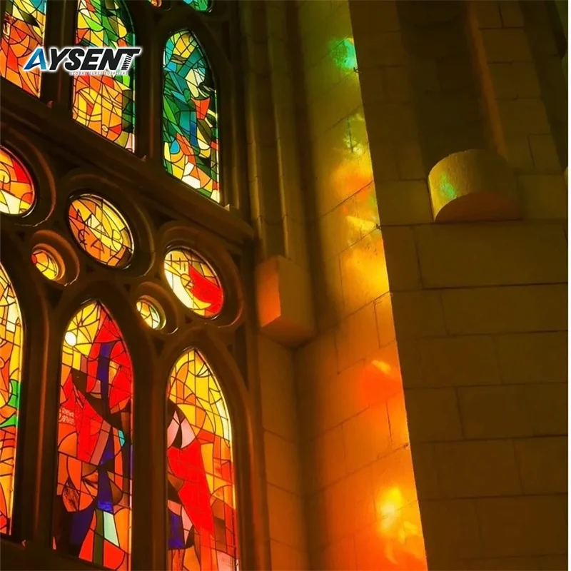 Color Pattern Printed Tiffany Window Decorative Glass Domes Bird-embroidered Church Stained Glass Decoration Flat Solid 3mm-12mm