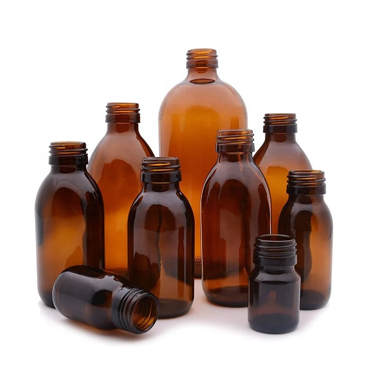 amber maple syrup glass bottle with screw cap for oral liquid