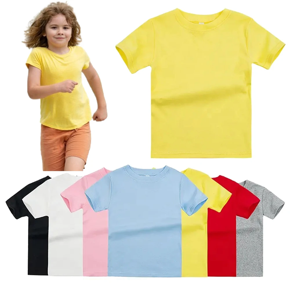 2024 wholesale custom print cotton Children kids t shirt blank kids clothing children girl T shirts cotton shirts for kids