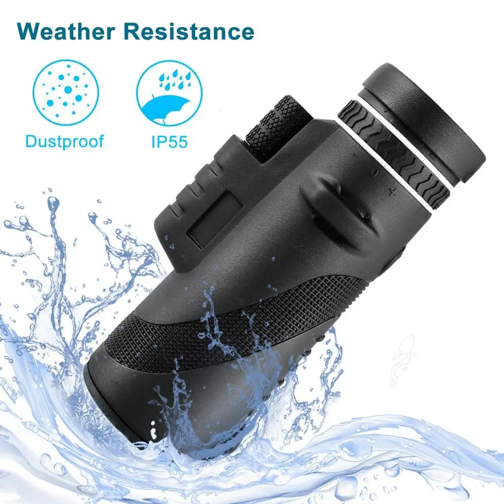 
40X60Monocular 12x50 Waterproof Non-Slip Design Hunting Powerful Monocular Telescopes for Phone 